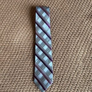 Michael Kors Silver and Purple Striped Tie